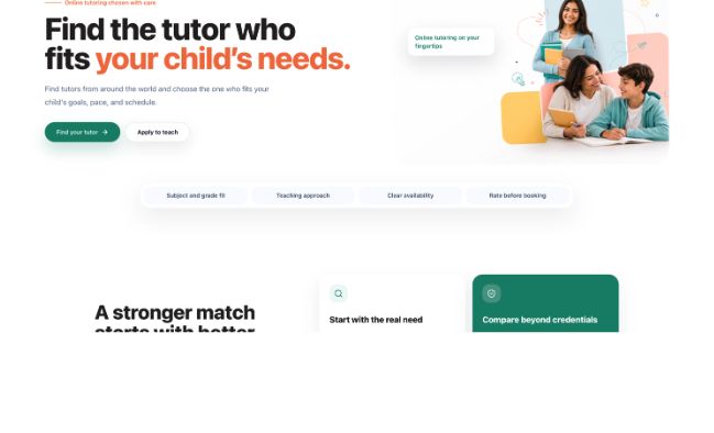 Teach Champs homepage with the tutor signup menu highlighted